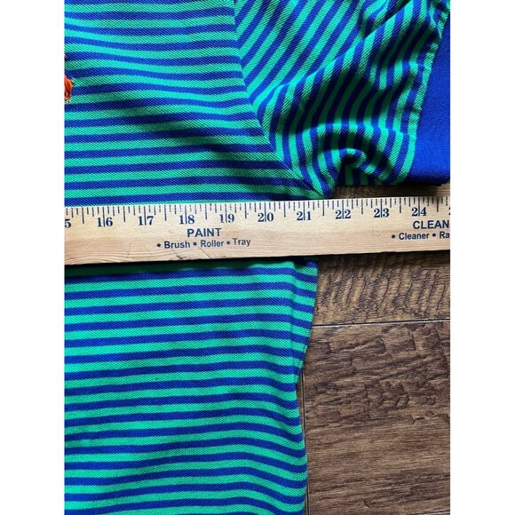 Ralph Lauren Polo Golf Shirt Mens M Cotton Pony Logo Green Blue Stripes - Picture 8 of 8